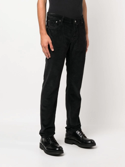 Shop Jacob Cohen Corduroy Straight-leg Trousers In Black