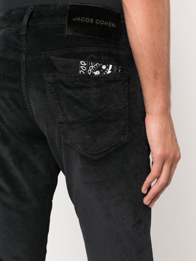 Shop Jacob Cohen Corduroy Straight-leg Trousers In Black