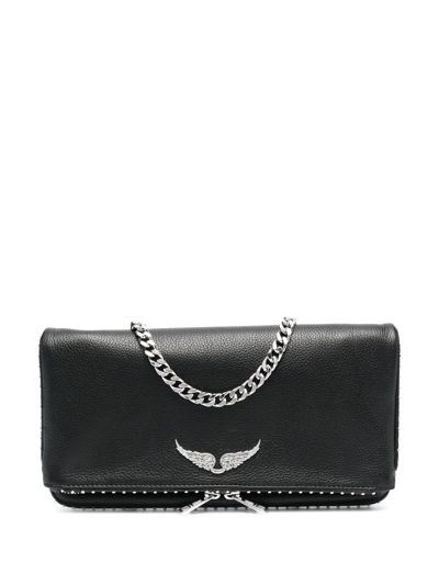 Shop Zadig & Voltaire Logo-plaque Stud-embellished Shoulder Bag In Black