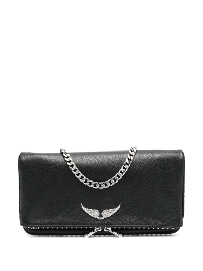 Zadig & Voltaire Logo-plaque Stud-embellished Shoulder Bag In Black