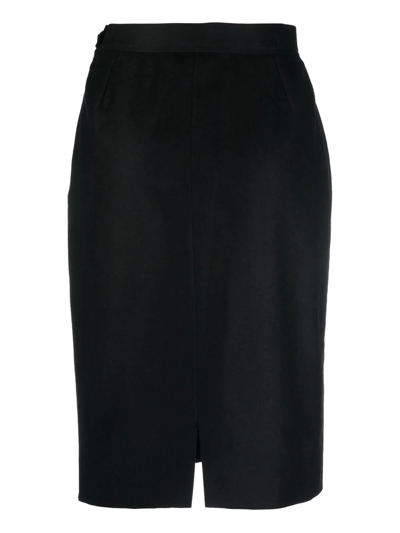 Pre-owned Saint Laurent 高腰铅笔半身裙（1980年代典藏款） In Black