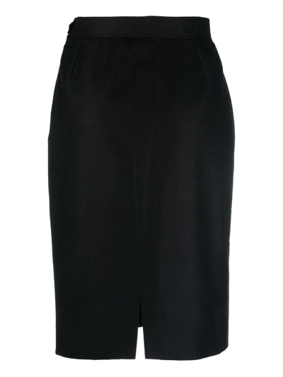 Pre-owned Saint Laurent 1980s High-waisted Pencil Skirt In Black