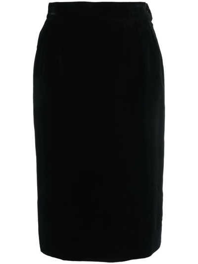 Pre-owned Saint Laurent 1990s High-waisted Pencil Skirt In Black