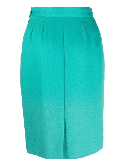 Pre-owned Saint Laurent 1980s High-waisted Pencil Skirt In Green