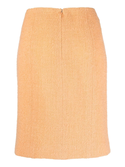 Pre-owned Chanel 1980s High-waisted Pencil Skirt In Orange
