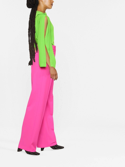 Shop Msgm Straight-leg Wool Trousers In Pink
