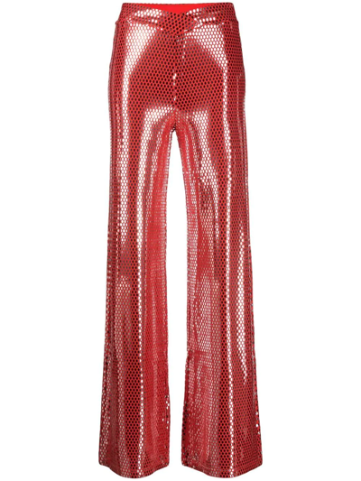 Shop Rotate Birger Christensen Briella Flared Leggings In Red