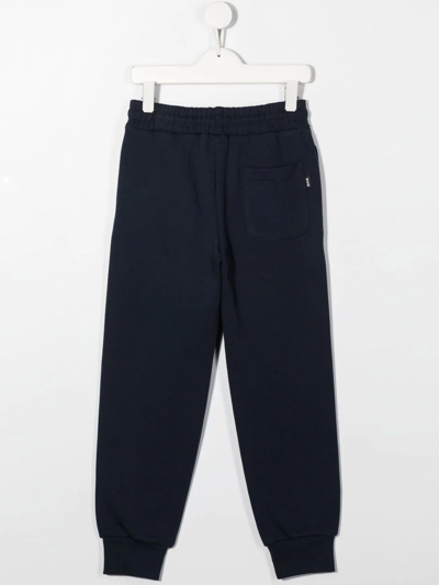 Shop Msgm Logo-print Drawstring Track Pants In Blue