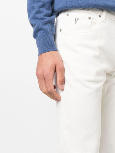 Shop Hand Picked Embroidered-logo Straight-leg Jeans In White
