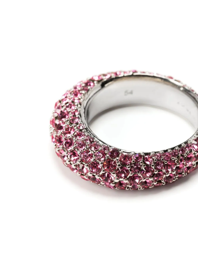 Shop Amina Muaddi Cameron Embellished Ring In Silver
