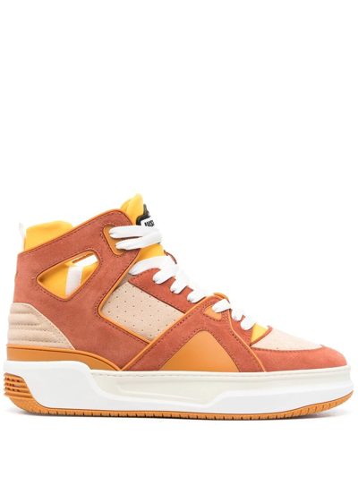 Shop Just Don Panelled High-top Sneakers In Orange