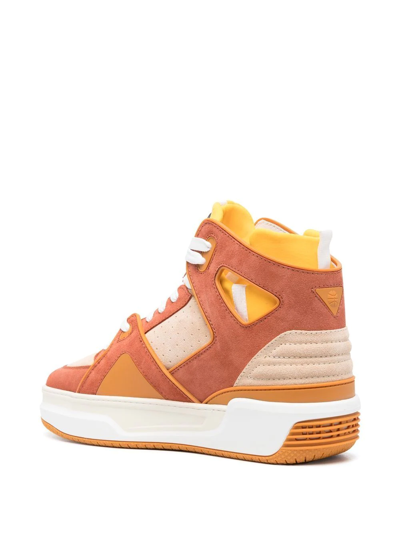 Shop Just Don Panelled High-top Sneakers In Orange