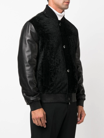Shop Brioni Long-sleeve Leather Bomber Jacket In Black
