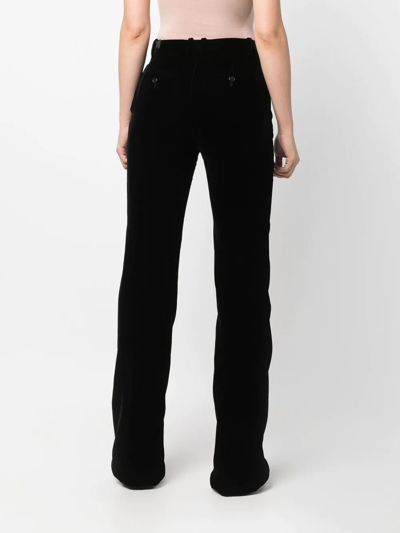 Shop Saint Laurent High-waist Velvet Trousers In Black
