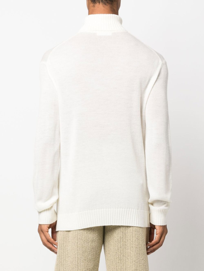 Jil Sander Roll Neck Knitted Sweater In Neutrals