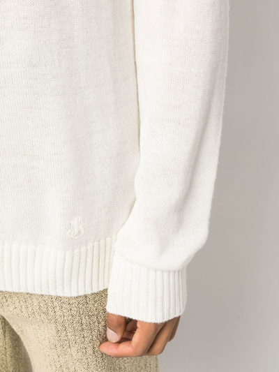 Jil Sander Roll Neck Knitted Sweater In Neutrals