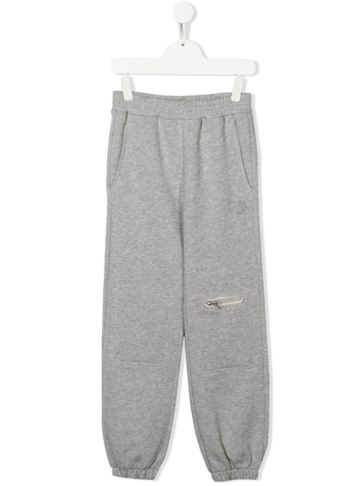 Shop Mm6 Maison Margiela Zip-detail Cotton Track Pants In Grey