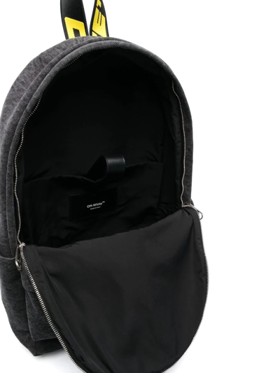 Shop Off-white Slogan-print Zip-up Backpack In Black