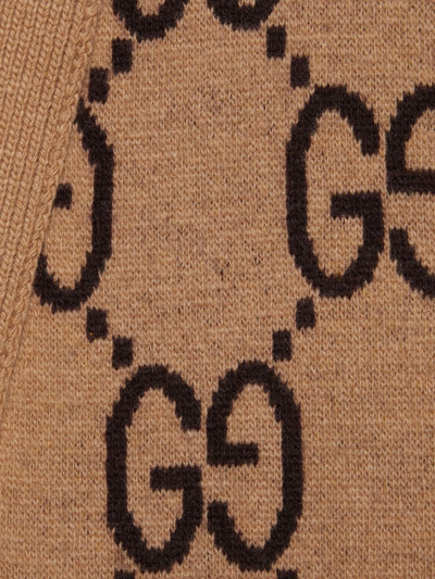 Shop Gucci Reversible Wool Cardigan In Brown