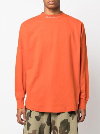 Shop Palm Angels Logo-print Sweatshirt In Orange