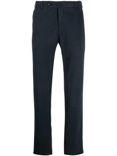 Shop Pt Torino Straight-leg Tailored Trousers In Blue