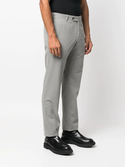 Shop Pt Torino Slim-cut Tailored Trousers In Grey