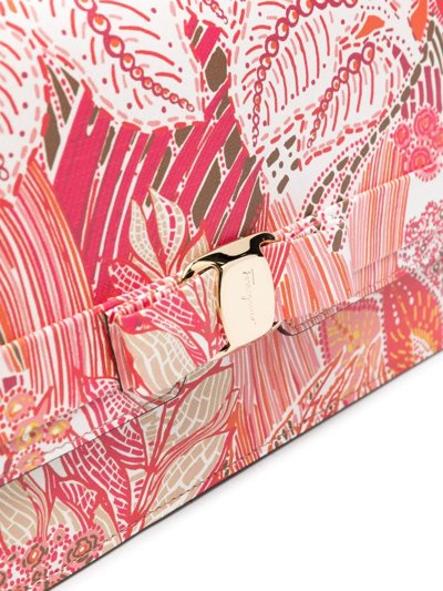 Ferragamo Vara Floral-print Leather Satchel Bag In Pink