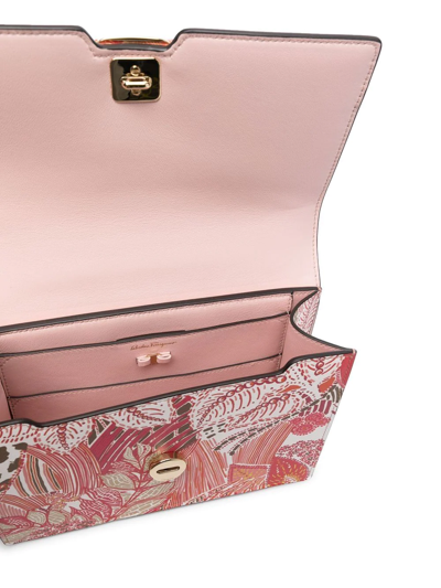 Ferragamo Vara Floral-print Leather Satchel Bag In Pink
