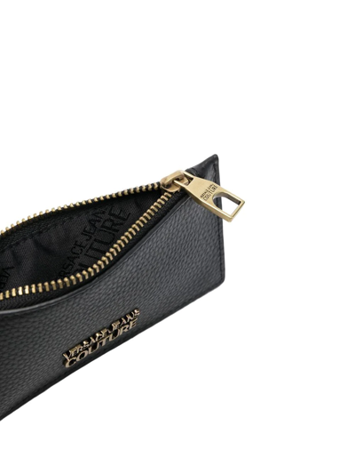 Shop Versace Jeans Couture Logo-appliqué Leather Cardholder In Black