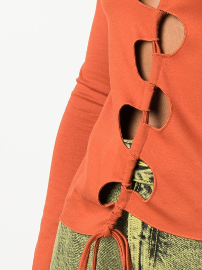 Shop Avavav Cut Out-detail Tie-fastening Top In Orange