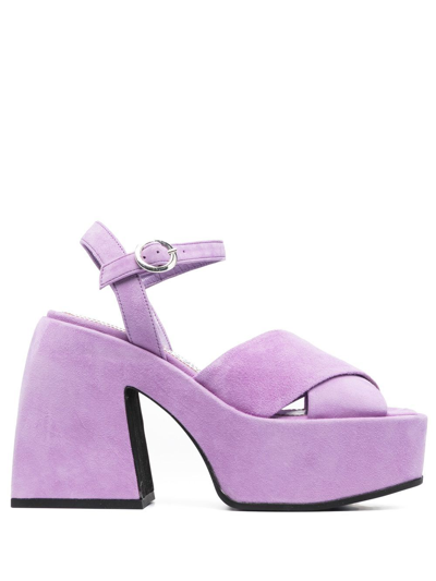 Shop Nodaleto Crossover-strap 120mm Platform Sandals In Purple