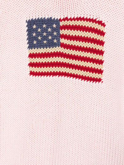 Shop Ralph Lauren Knitted American Flag Jumper In Pink