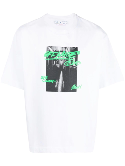 Shop Off-white Metro Type Skate Cotton T-shirt In White