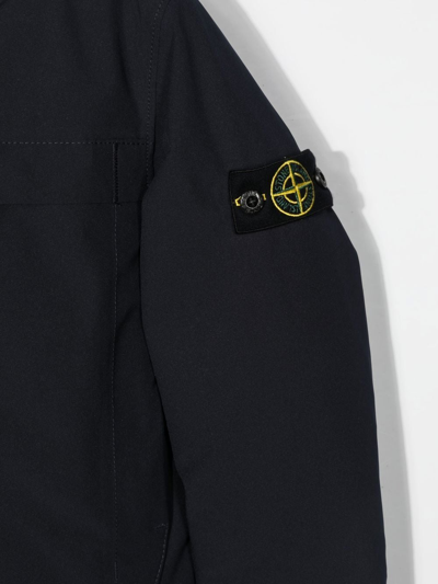 Shop Stone Island Junior Logo-patch Hooded Jacket In Blue