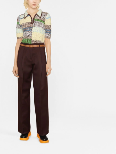 Shop Golden Goose Straight-leg Pleat-detail Trousers In Brown