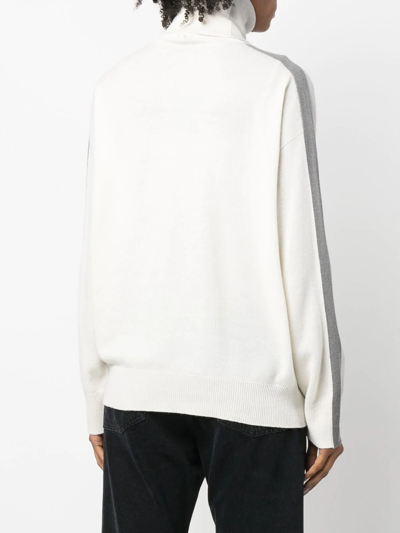 Lorena Antoniazzi Stripe-detail Roll Neck Sweater In Grey