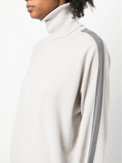 Lorena Antoniazzi Stripe-detail Roll Neck Sweater In Grey