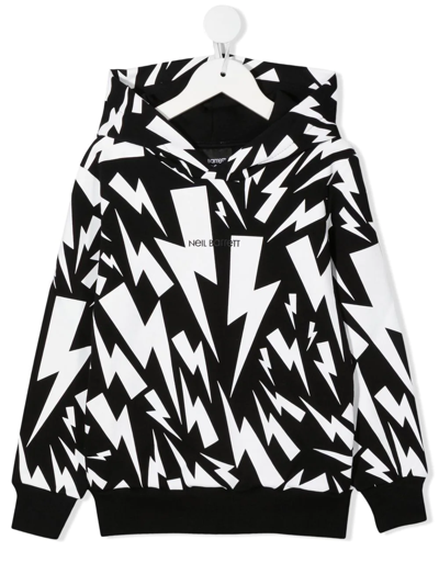 Shop Neil Barrett Graphic Thunderbolt-print Hoodie In Black