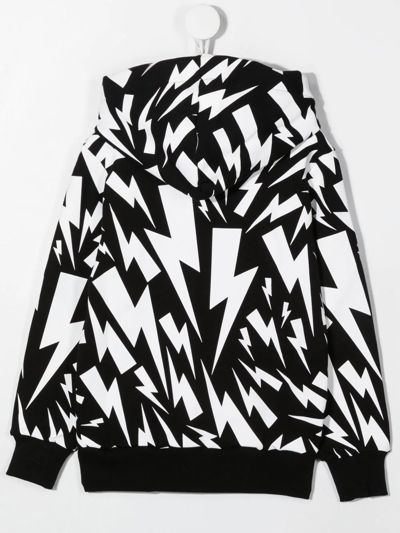 Neil Barrett Teen Graphic Thunderbolt-print Hoodie In Black