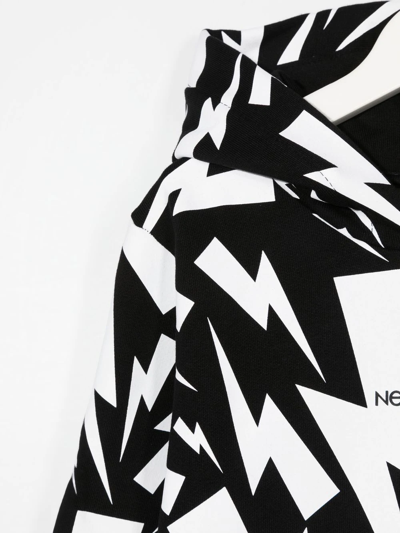 Neil Barrett Teen Graphic Thunderbolt-print Hoodie In Black