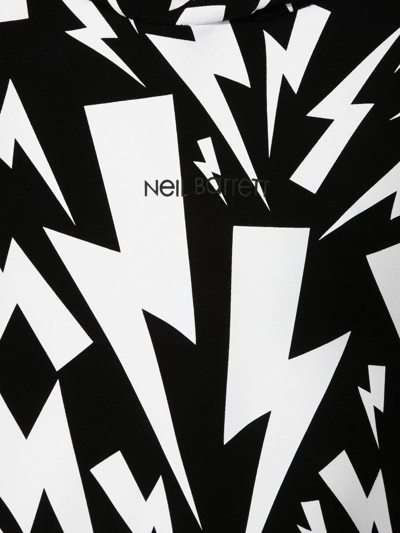Shop Neil Barrett Teen Graphic Thunderbolt-print Hoodie In Black