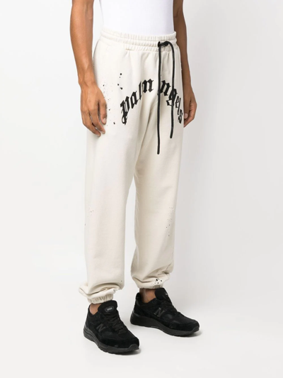 Shop Palm Angels Straight-leg Track Pants In White