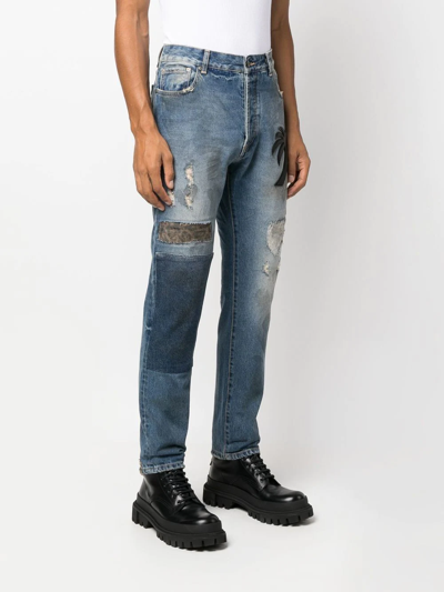 Shop Palm Angels Patchwork Straight-leg Jeans In Blue