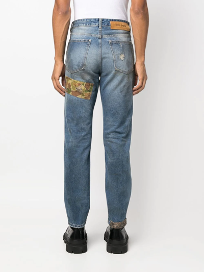 Shop Palm Angels Patchwork Straight-leg Jeans In Blue