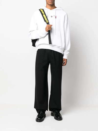 Shop Off-white Embroidered Logo Straight-leg Sweatpants In Black