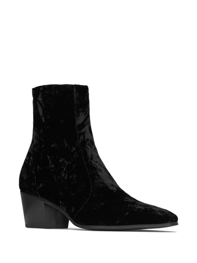 Shop Saint Laurent Vassili 60mm Velvet Boots In Black
