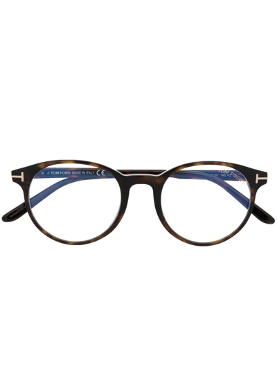 Shop Tom Ford Round-frame Optical Glasses In Brown