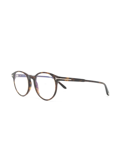 Tom Ford Round-frame Optical Glasses In Brown