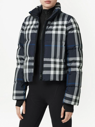 Shop Burberry Cropped Puffer Jacket In Blue