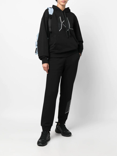 Shop Karl Lagerfeld Logo Print Pullover Hoodie In Black